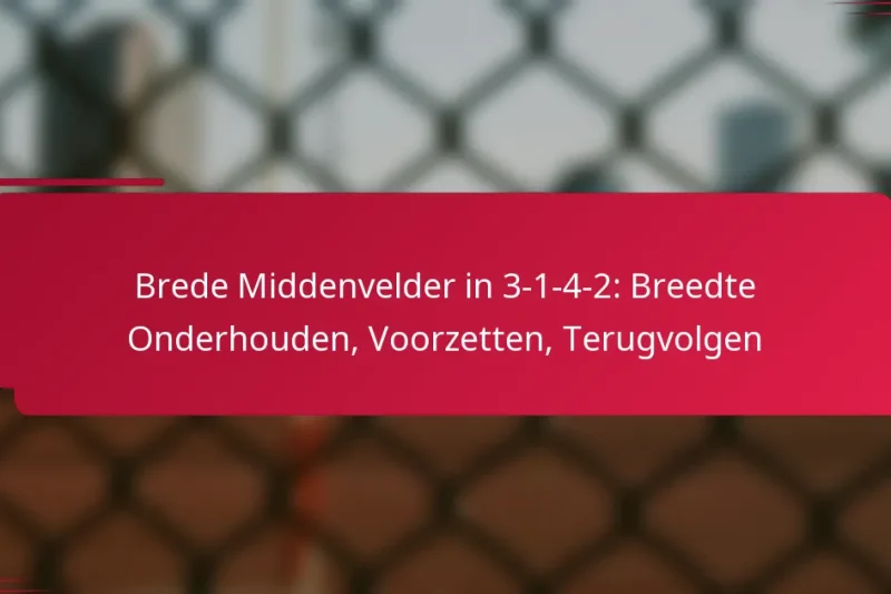 Brede Middenvelder in 3-1-4-2: Breedte Onderhouden, Voorzetten, Terugvolgen