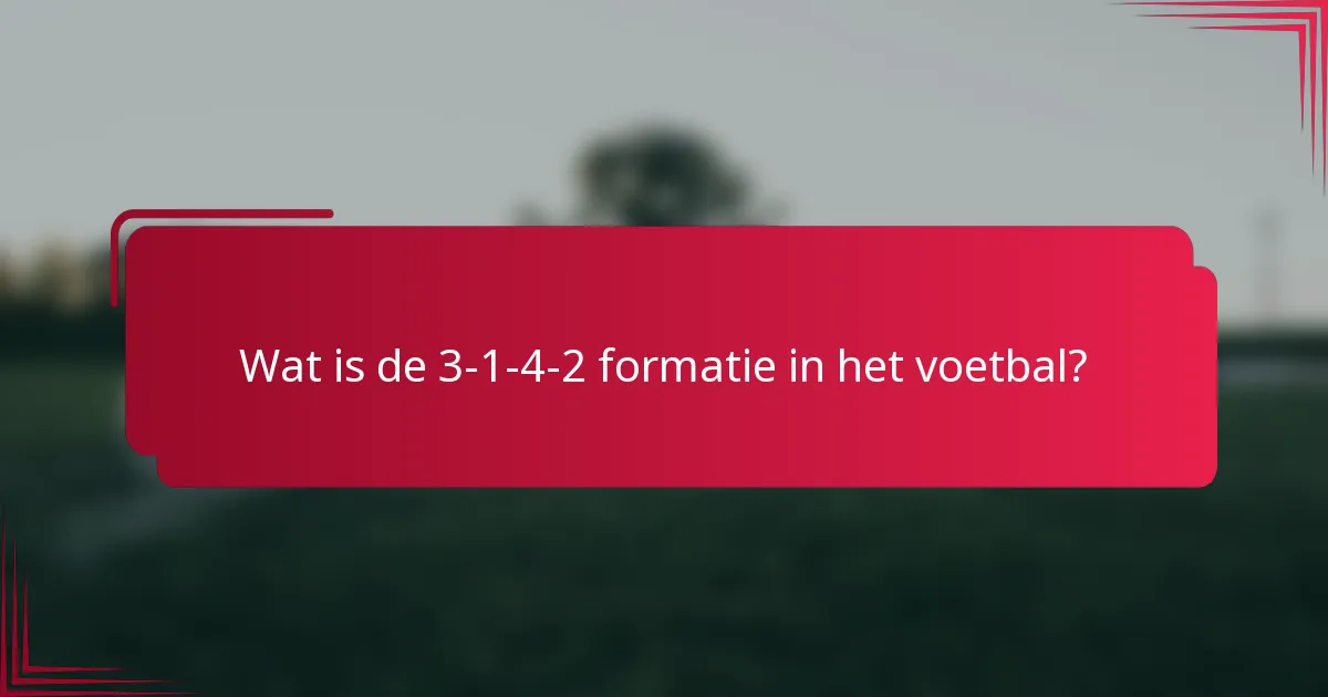 Wat is de 3-1-4-2 formatie in het voetbal?
