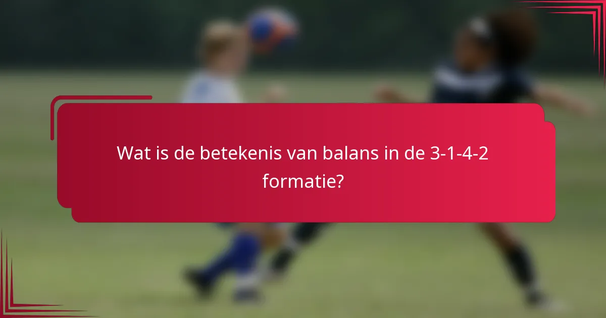 Wat is de betekenis van balans in de 3-1-4-2 formatie?