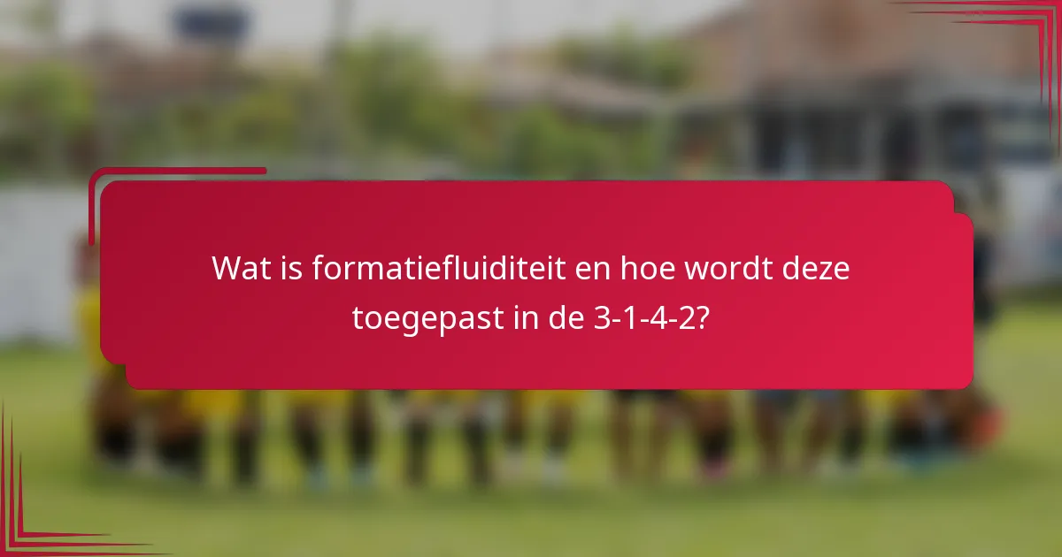 Wat is formatiefluiditeit en hoe wordt deze toegepast in de 3-1-4-2?