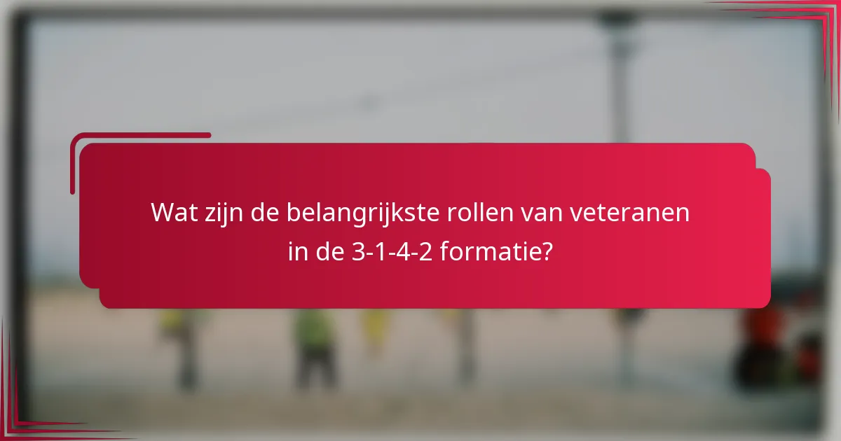 Wat zijn de belangrijkste rollen van veteranen in de 3-1-4-2 formatie?