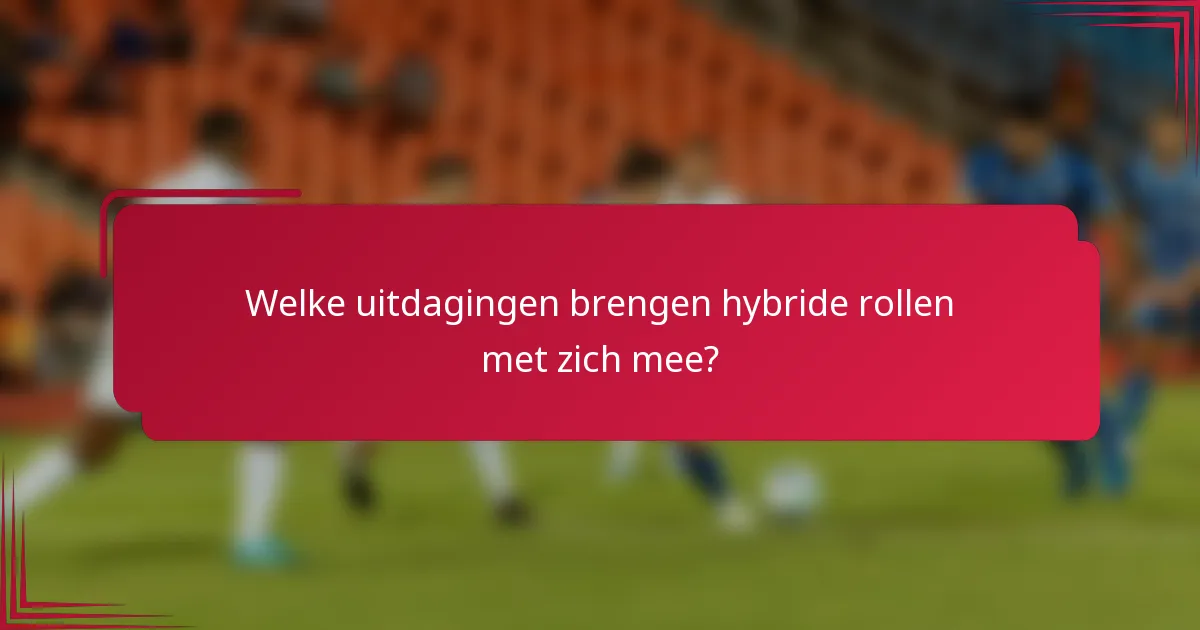 Welke uitdagingen brengen hybride rollen met zich mee?